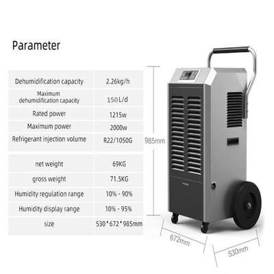 150L/D Hot Sale Dehumidifier Thailand Air Metal Commercial Dehumidifierl Portable Air Dryer Industrial Dehumidifier for Hotels