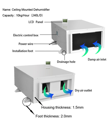 240L/D Ceiling Mounted Dehumidifier Industrial Grow Room Greenhouse Dehumidifiers for Indoor Swimming Pools
